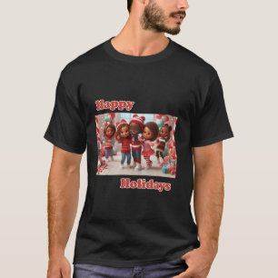 Group Selfie with Santa Candy Cane Lane African Am T-Shirt