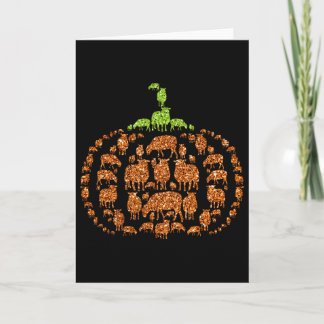 Group Sheeps Pumpkin Cute Shape Halloween Thanksgi Card