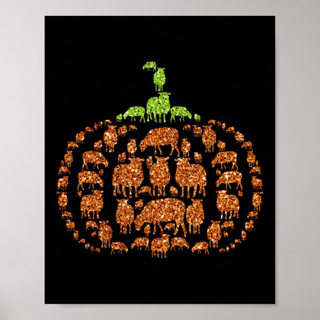 Group Sheeps Pumpkin Cute Shape Halloween Thanksgi Poster (Front)