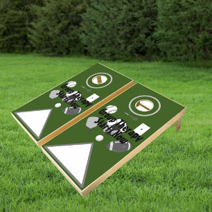 Group Therapy Starts Now Green Black Typography Cornhole Set