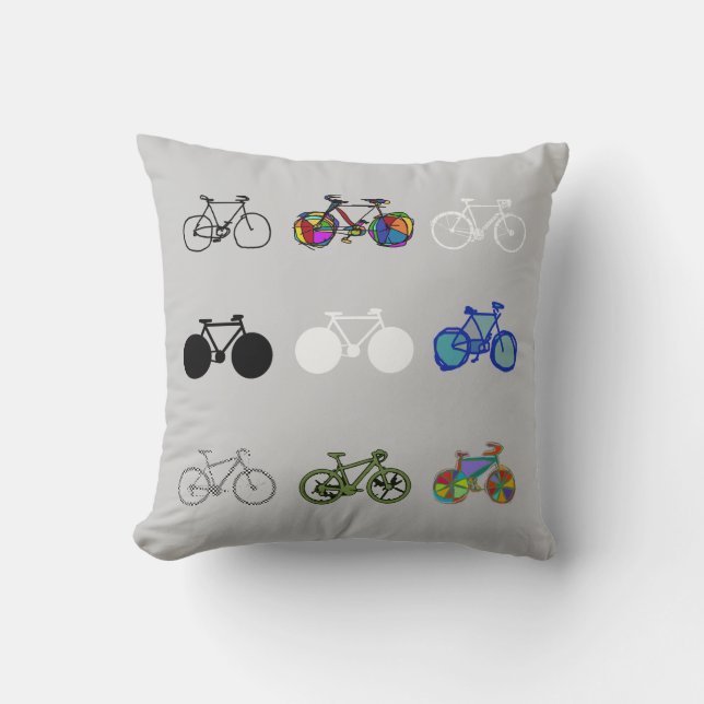grouped bikes throw pillow (Front)