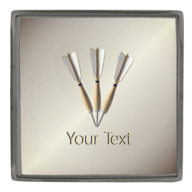 Grouped Dart Design Custom Text Gunmetal Finish Lapel Pin (Front)
