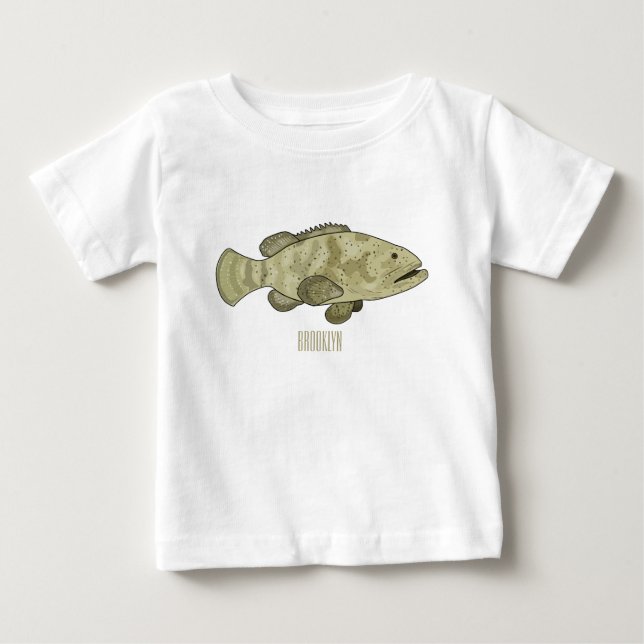 Grouper fish cartoon illustration baby T-Shirt (Front)
