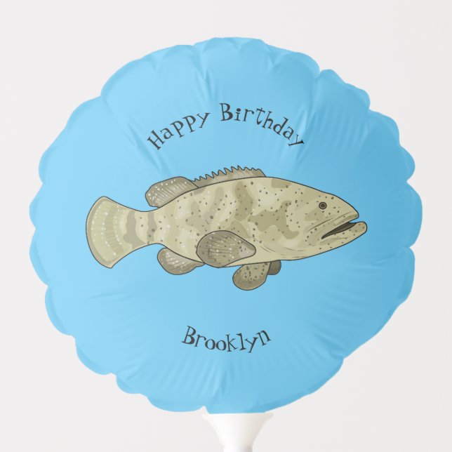 Grouper fish cartoon illustration balloon (Front)