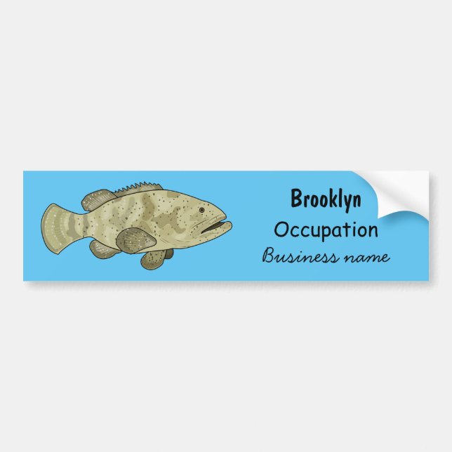 Grouper fish cartoon illustration bumper sticker (Front)