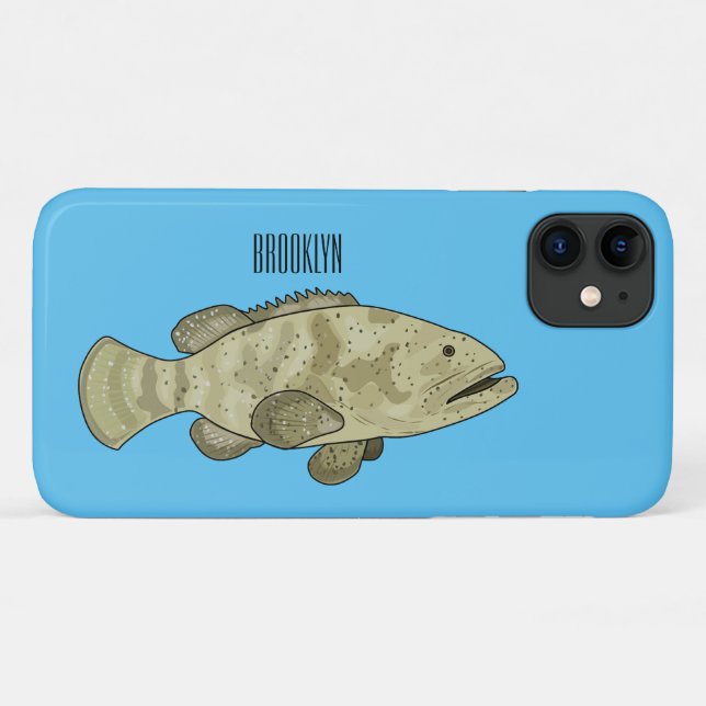 Grouper fish cartoon illustration Case-Mate iPhone case (Back (Horizontal))
