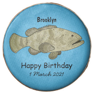 Grouper fish cartoon illustration chocolate covered oreo