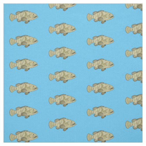 Grouper fish cartoon illustration fabric