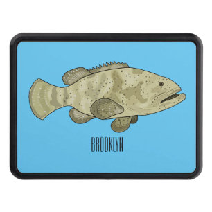 Grouper fish cartoon illustration hitch cover