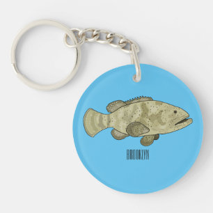 Grouper fish cartoon illustration keychain
