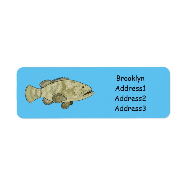 Grouper fish cartoon illustration label (Front)