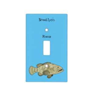 Grouper fish cartoon illustration light switch cover