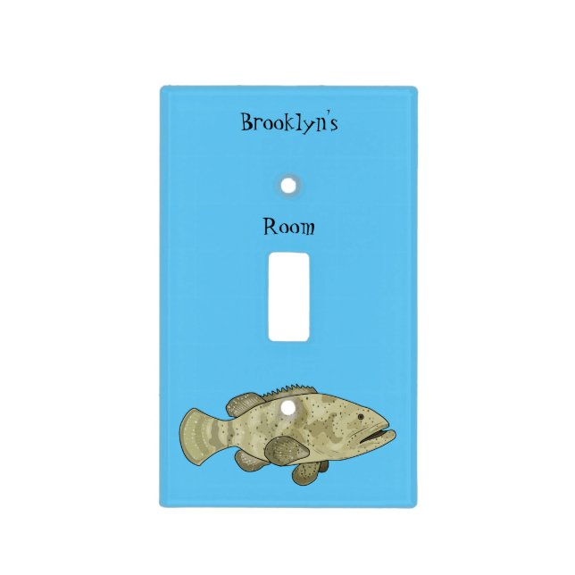 Grouper fish cartoon illustration light switch cover (Front)