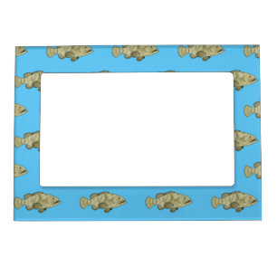 Grouper fish cartoon illustration magnetic frame
