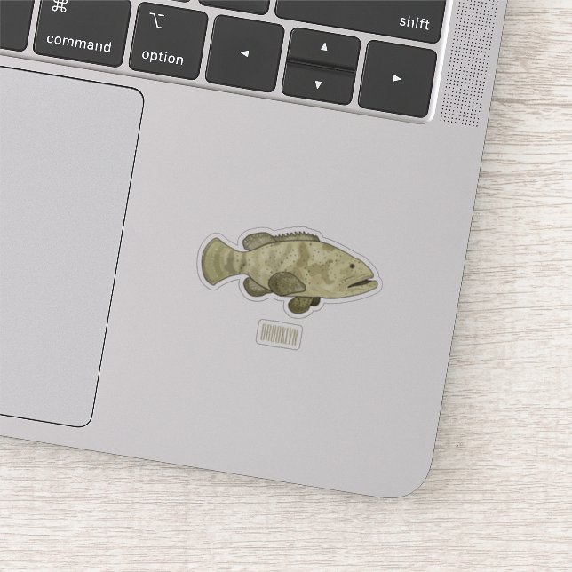 Grouper fish cartoon illustration sticker (Detail)