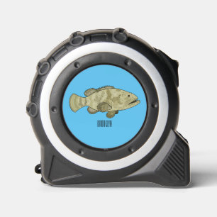 Grouper fish cartoon illustration tape measure