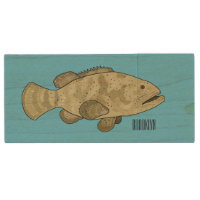 Grouper fish cartoon illustration