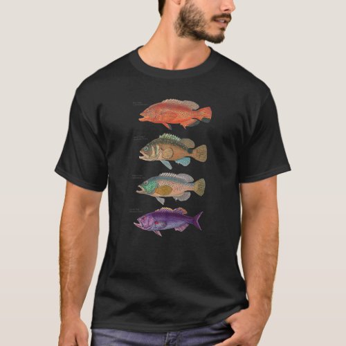 Grouper Fish Fishing Sea Bass Angling Gulf Caribbe T_Shirt