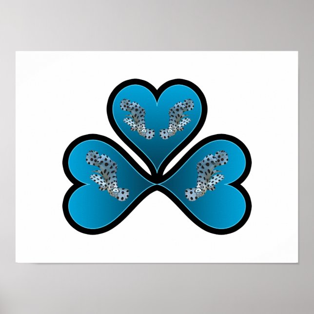 Grouper Twins - 3 Black-bordered Blue Hearts |  Poster (Front)