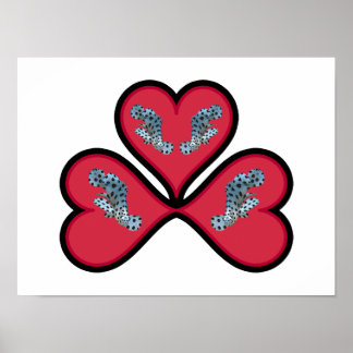 Grouper Twins - 3 Black-bordered Red Hearts |  Poster
