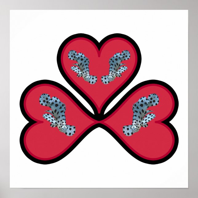 Grouper Twins - 3 Black-bordered Red Hearts |  Poster (Front)