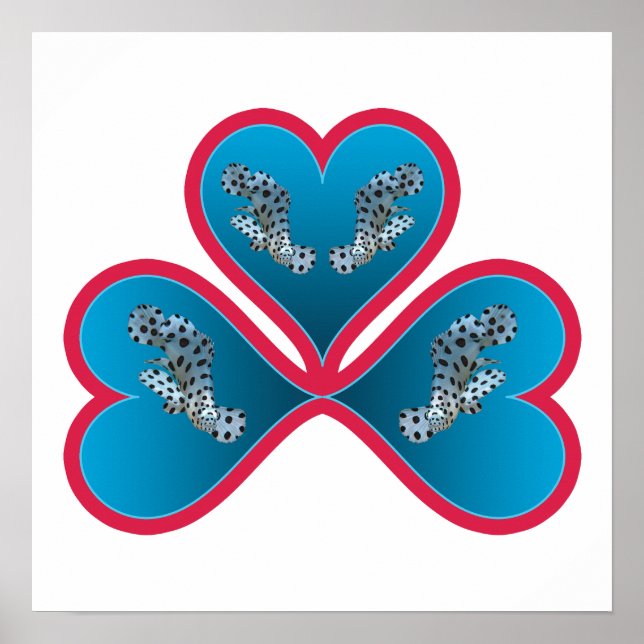 Grouper Twins - 3 Red-bordered Blue Hearts |  Poster (Front)