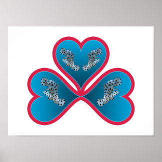 Grouper Twins - 3 Red-bordered Blue Hearts |  Poster