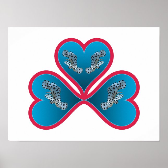 Grouper Twins - 3 Red-bordered Blue Hearts |  Poster (Front)