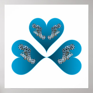 Grouper Twins - Three Blue Heart Illustration |  Poster