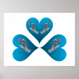Grouper Twins - Three Blue Heart Illustration |  Poster