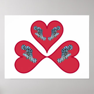 Grouper Twins - Three Red Heart Illustration |  Poster