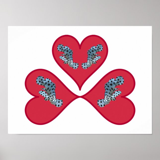 Grouper Twins - Three Red Heart Illustration |  Poster (Front)