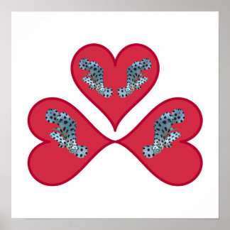 Grouper Twins - Three Red Heart Illustration |  Poster