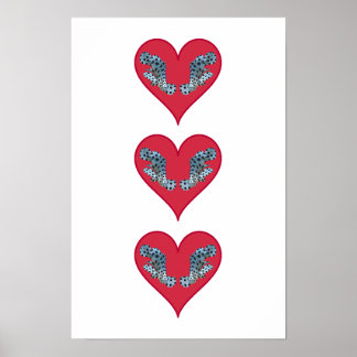 Grouperfish - Red Hearts, arranged vertically |  Poster