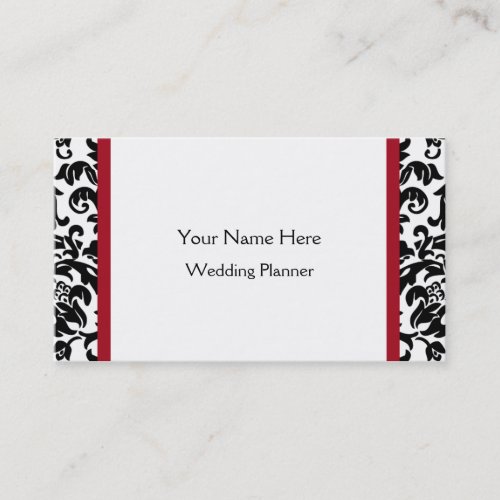 Groupon Black and Red Damask business cards