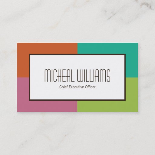 Customizable Groupon Color Block CEO Company Business Cards
