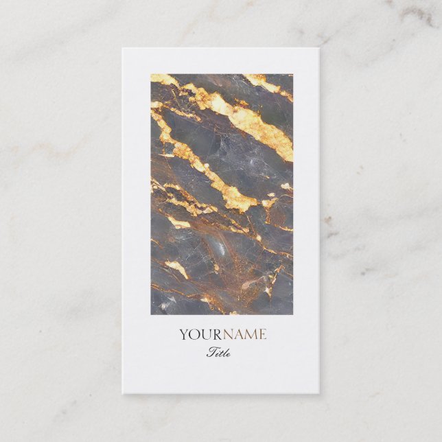Groupon Elegant Marble Faux Gold White Border Business Card (Front)