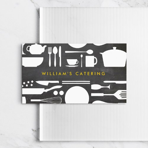 Groupon Kitchen Collage on Chalkboard Background Business Card