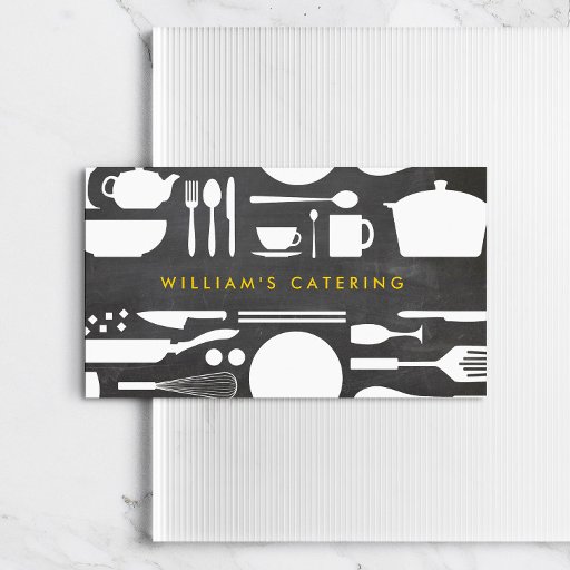 Customizable Groupon Kitchen Collage on Chalkboard Background Business Card