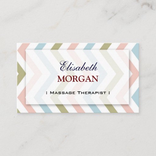 Customizable Groupon - Massage Therapist Graceful Chevron Business Cards