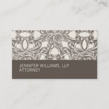 Groupon Taupe Damask Attorney Business Card by CoutureBusiness at Zazzle