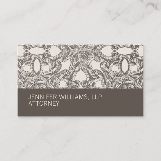 Customizable Groupon Taupe Damask Attorney Business Card
