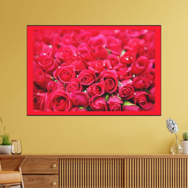 Groups of Red Roses image printed on Premium Matte Canvas Print (Insitu(LivingRoom))
