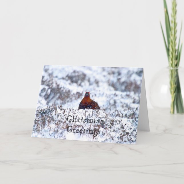 Grouse in a Blizzard Christmas Greetings Card (Front)