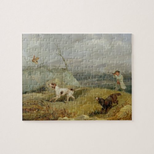 Grouse Shooting oil on canvas Jigsaw Puzzle