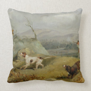 Grouse Shooting (oil on canvas) Throw Pillow
