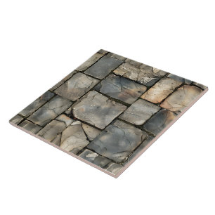 Grouted Flagstone Patio Tiles Close-Up