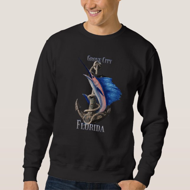 Grove City Florida Swordfish Marlin Ocean Fishing Sweatshirt (Front)