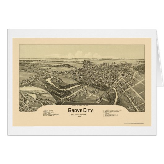 Grove City, PA Panoramic Map - 1901 Cards (Front Horizontal)