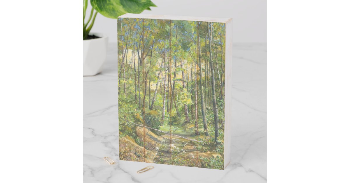 Grove Painting Watercolor On Silk Wooden Box Sign Zazzle Com